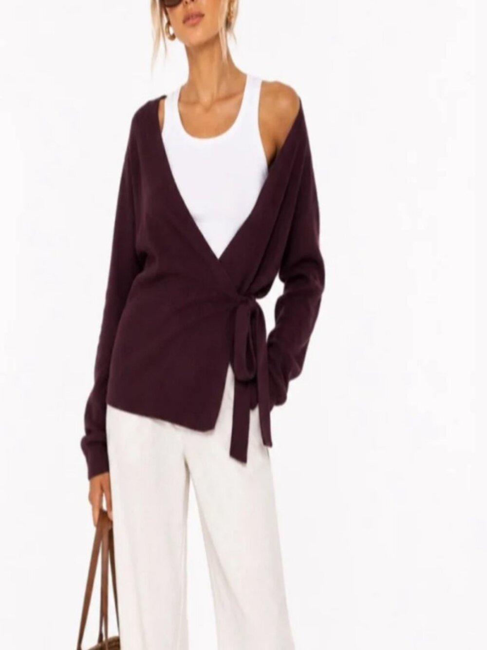 NWT ATHLETA XS (XXS) Alpine Wrap Sweater Cabernet CYA Cashmere Wrap
